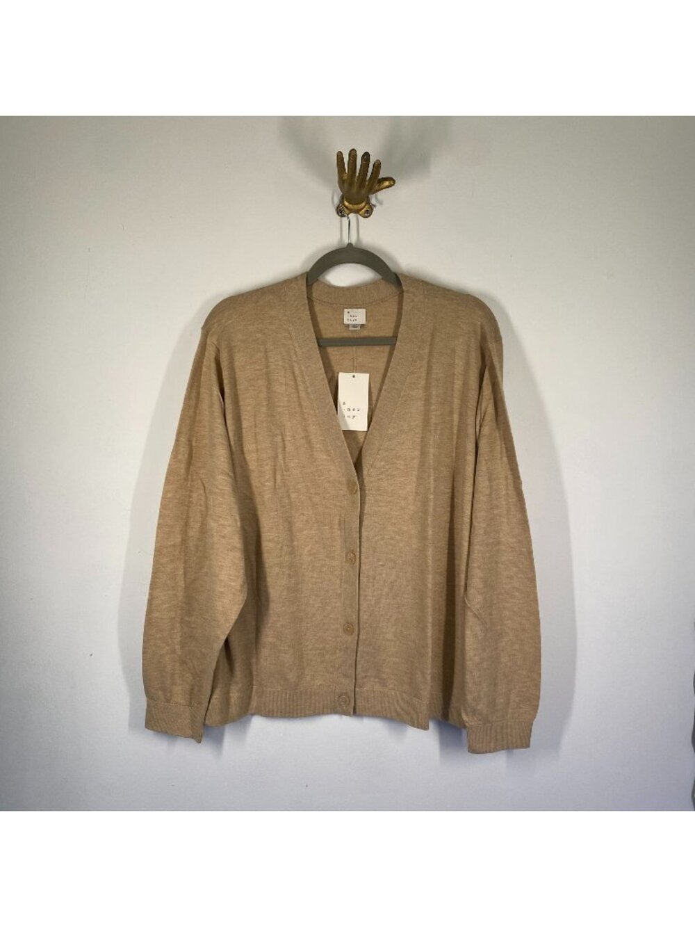 A New Day Womens Beige Button-Up Cardigan Sweater 2X
